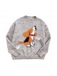 Beagle King Series Spring Kawaii Fashion Adorable Retro Grey Colorful Dot Cartoon Puppy Lazy Chic Loose Fit Wool Sweater