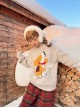 Beagle King Series Spring Kawaii Fashion Adorable Retro Grey Colorful Dot Cartoon Puppy Lazy Chic Loose Fit Wool Sweater