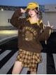 Chipmunk Series Retro American College Sporty Style Kawaii Fashion Tan Plaid Mini Skirt