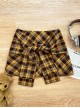 Chipmunk Series Retro American College Sporty Style Kawaii Fashion Tan Plaid Mini Skirt