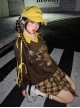 Chipmunk Series Retro American College Sporty Style Kawaii Fashion Tan Plaid Mini Skirt