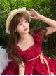 Tasha Garden Series Exquisite Classic Lolita Burgundy Red Ribbon Lace Pearl Vintage Bonnet Hat