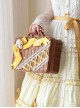 Tasha Garden Series Yellow Ribbon Faux Flowers Classic Lolita Mori Girl Vintage Square Wicker Handbag