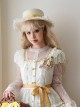 Tasha Garden Series Elegant Classic Lolita Vintage Yellow Ribbon Pearl Lace Trimmed Straw Hat