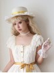 Tasha Garden Series Elegant Classic Lolita Vintage Yellow Ribbon Pearl Lace Trimmed Straw Hat