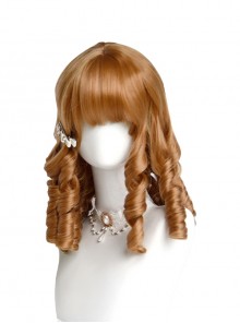 Pearl Girl Series Vintage Elegant Classic Lolita Golden Brown Roman Curls Exquisite Doll like Wig