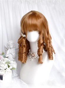 Pearl Girl Series Vintage Elegant Classic Lolita Golden Brown Roman Curls Exquisite Doll like Wig