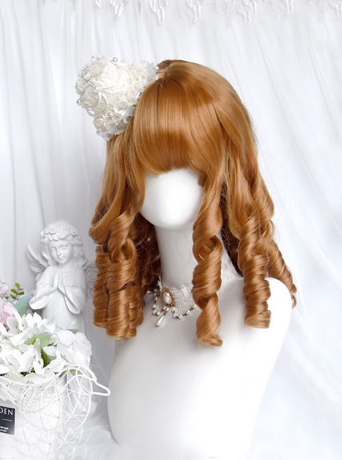 Pearl Girl Series Vintage Elegant Classic Lolita Golden Brown Roman Curls Exquisite Doll like Wig