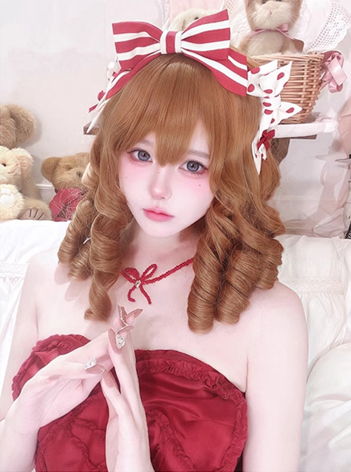 Pearl Girl Series Vintage Elegant Classic Lolita Golden Brown Roman Curls Exquisite Doll like Wig