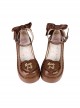 Sweet Pie Series Brown Sweet Lolita Kawaii Heart Bowknot Cute Chunky Heel Thick Platform Shoes