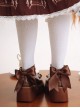 Sweet Pie Series Brown Sweet Lolita Kawaii Heart Bowknot Cute Chunky Heel Thick Platform Shoes