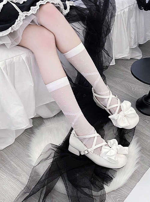 Little Butterfly Series Charming Sweet Lolita Ribbon Bowknot Shoe Clips Crisscross Straps Cute Mary Jane Shoes