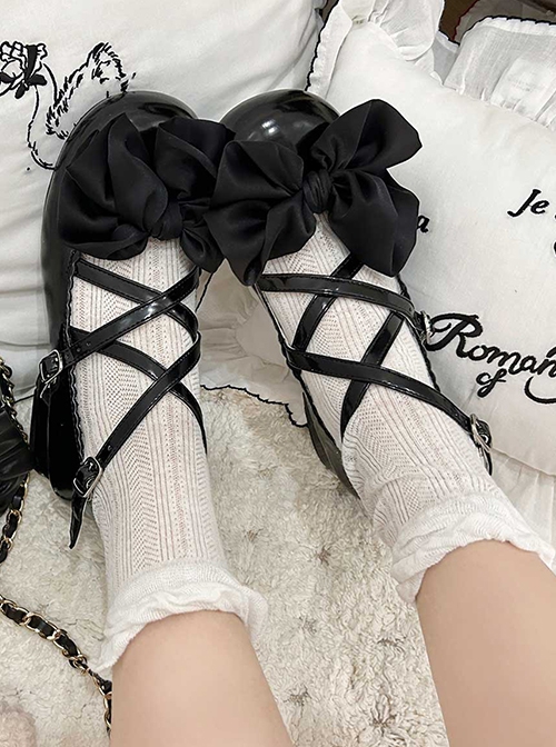 Little Butterfly Series Charming Sweet Lolita Ribbon Bowknot Shoe Clips Crisscross Straps Cute Mary Jane Shoes