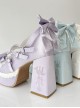 Tea Party Story Series Elegant Sweet Lolita Ribbon Bow Lace Round Toe Platform Heels