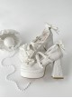 Tea Party Story Series Elegant Sweet Lolita Ribbon Bow Lace Round Toe Platform Heels