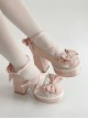 Tea Party Story Series Elegant Sweet Lolita Ribbon Bow Lace Round Toe Platform Heels