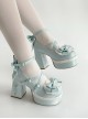 Tea Party Story Series Elegant Sweet Lolita Ribbon Bow Lace Round Toe Platform Heels