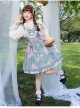 Lily Of The Valley Rabbit Series Spring Sweet Lolita Fresh Print Cute Lace Adjustable Straps Jumper Dress