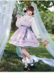 Lily Of The Valley Rabbit Series Spring Sweet Lolita Fresh Print Cute Lace Adjustable Straps Jumper Dress