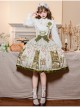 Arlo Bookstore Series Spring Charming Classic Lolita Green Academy Style Book Print Jumper Dress Shirt Set