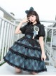 Margaret Series Sweet Lolita Jirai Kei Little Idol Stage Outfit Plaid Puff Sleeves Dress Top Set