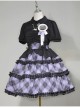 Margaret Series Sweet Lolita Jirai Kei Little Idol Stage Outfit Plaid Puff Sleeves Dress Top Set