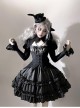 Spooky Rabbit Duke Series Gothic Lolita Halloween Dark Black Sweet Cool Fitted Waist Bubble Sleeve Dress