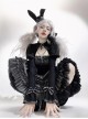 Spooky Rabbit Duke Series Gothic Lolita Halloween Dark Black Sweet Cool Fitted Waist Bubble Sleeve Dress