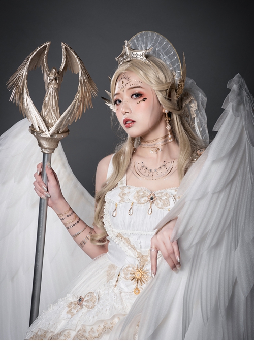 Astoria Series Classic Lolita Light Golden Noble Alloy Grand Angel Wings Scepter