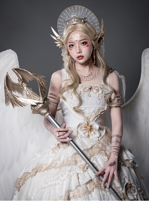 Astoria Series Classic Lolita Light Golden Noble Alloy Grand Angel Wings Scepter