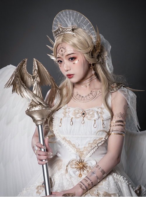 Astoria Series Classic Lolita Light Golden Noble Alloy Grand Angel Wings Scepter