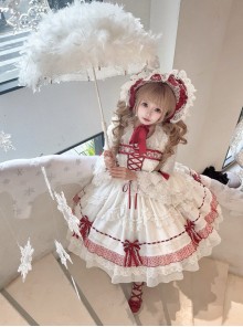 Berry Fufu Tata Series Sweet Lolita Red White Strawberry Polka Dot Princess Sleeveless Lace Camisole Dress