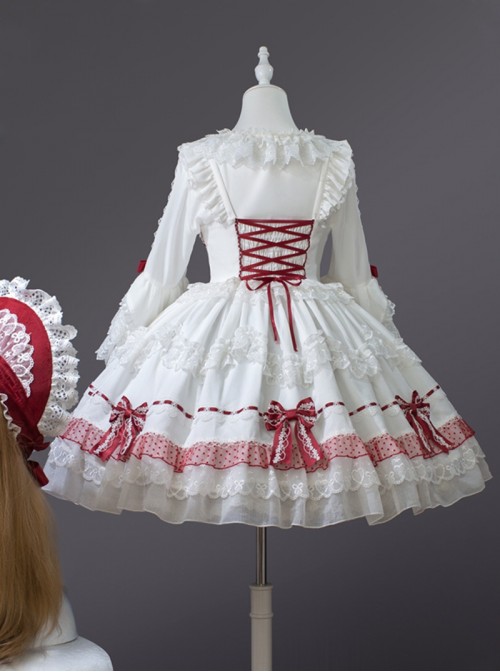 Berry Fufu Tata Series Sweet Lolita Red White Strawberry Polka Dot Princess Sleeveless Lace Camisole Dress