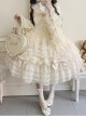 Dream Prologue Series Classic Lolita Dreamy Princess Gorgeous Heavy Ruffle Big Sleeves Lace Bowknot JSK Dress Bonnet Set