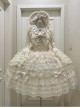 Dream Prologue Series Classic Lolita Dreamy Princess Gorgeous Heavy Ruffle Big Sleeves Lace Bowknot JSK Dress Bonnet Set