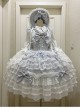 Dream Prologue Series Classic Lolita Dreamy Princess Gorgeous Heavy Ruffle Big Sleeves Lace Bowknot JSK Dress Bonnet Set