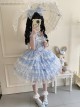 Love Overture Series Elegant Sweet Lolita Gorgeous Princess Layered Mesh Lace Ribbon Ballet Bow Ruffle Hem Strap Dress