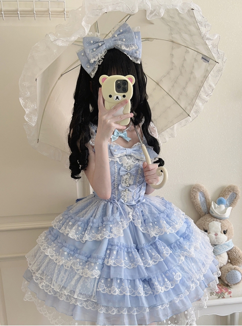 Love Overture Series Lovely Sweet Lolita Gorgeous Pearl Big Bow Lace Princess Headband