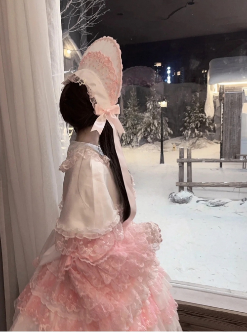 Love Prelude Series Sweet Lolita Silky Satin Princess Kawaii Lace Peter Pan Collar Short Cape Cloak