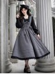 Mist Chronicle Series Elegant Classic Lolita European Square Collar Grayish Black Patchwork Faux Two Piece Long Dress