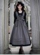 Mist Chronicle Series Elegant Classic Lolita European Square Collar Grayish Black Patchwork Faux Two Piece Long Dress