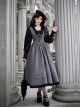 Mist Chronicle Series Elegant Classic Lolita European Square Collar Grayish Black Patchwork Faux Two Piece Long Dress