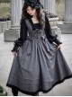 Mist Chronicle Series Elegant Classic Lolita European Square Collar Grayish Black Patchwork Faux Two Piece Long Dress