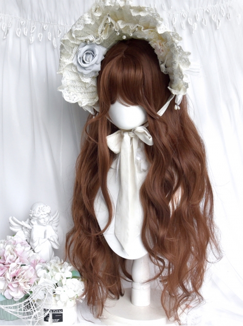 Antique Curls Series Elegant Vintage Classic Lolita Chestnut Brown Layered Long Curly Wig