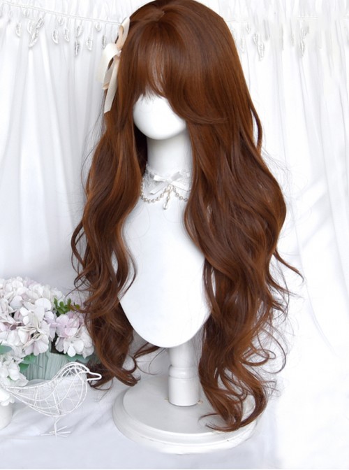 Antique Curls Series Elegant Vintage Classic Lolita Chestnut Brown Layered Long Curly Wig