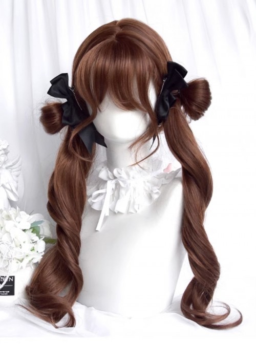 Antique Curls Series Elegant Vintage Classic Lolita Chestnut Brown Layered Long Curly Wig