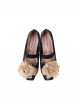 Rose Poetry Series Elegant Classic Lolita Silk Flower Simple Comfortable Square Toe Ballet Low Heel Shoes