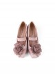 Rose Poetry Series Elegant Classic Lolita Silk Flower Simple Comfortable Square Toe Ballet Low Heel Shoes