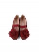 Rose Poetry Series Elegant Classic Lolita Silk Flower Simple Comfortable Square Toe Ballet Low Heel Shoes