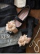 Rose Poetry Series Elegant Classic Lolita Silk Flower Simple Comfortable Square Toe Ballet Low Heel Shoes